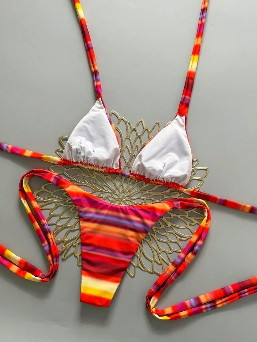 Multicolor Sexy Women's Striped Halter Bikini Set